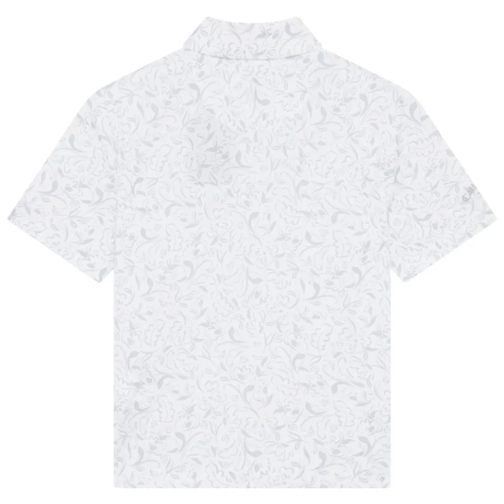 Floral Print Pique Junior Hvit