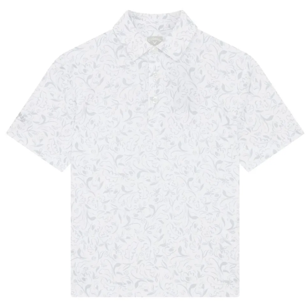 Floral Print Pique Junior Hvit