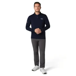 Merino Blend Quarter Zip Logogenser Navy