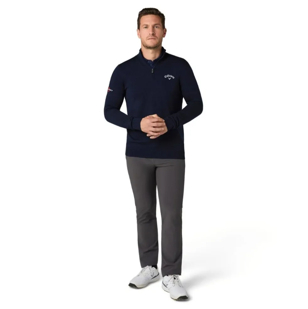 Merino Blend 1/4 Zip Genser Herre Navy