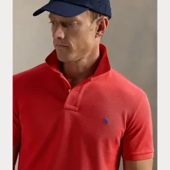 Mesh Slim Fit Pique Herre Rød
