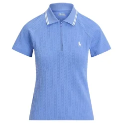 RLX Cable Jacquard Quarter Zip Pique Dame Blå/Hvit