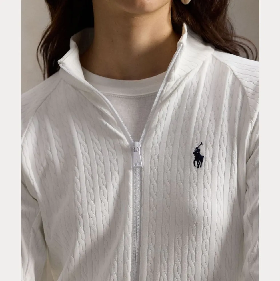 RLX Cable Knit Full Zip Genser Dame Hvit