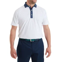 Star Geo Trim Pique Herre Hvit/Navy